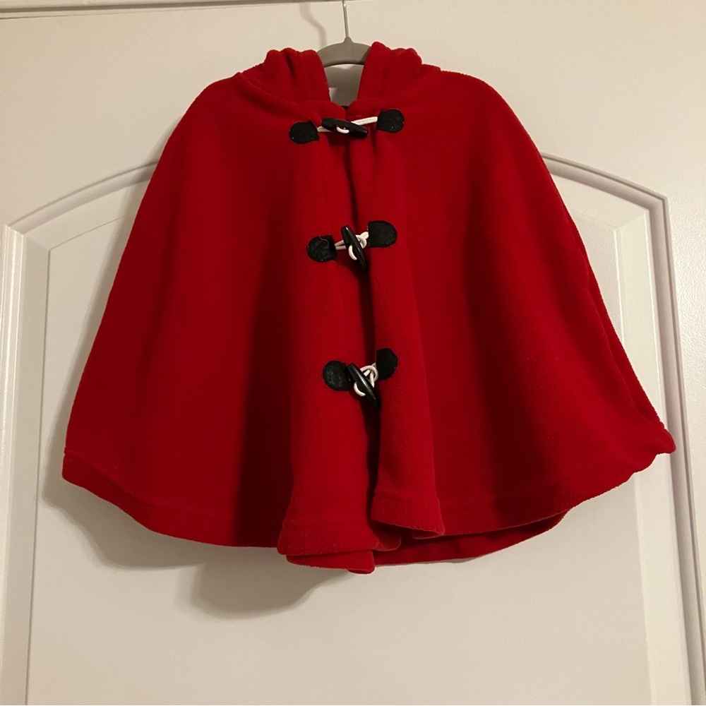 Love Being Me Red Fleece Hooded Cape‎ Poncho Shrug Coat Girls Sz 4